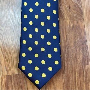 GianFranco NWT Tie and Matching Pocket Square Blue with Yellow Polkadots